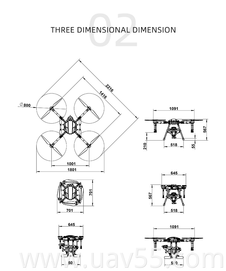 10L Quadcopter Agriculture Sprayer Drone Frame